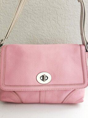 Coach SoHo Pink & White Leather Shoulder Bag